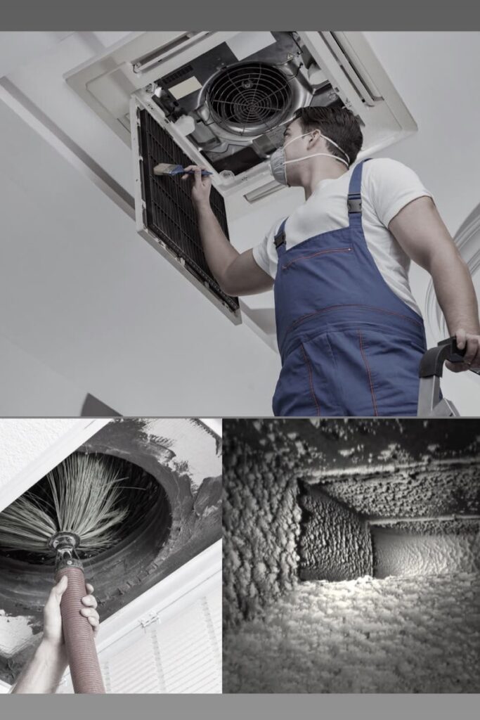 Technician is doing air duct cleaning ocean county ny